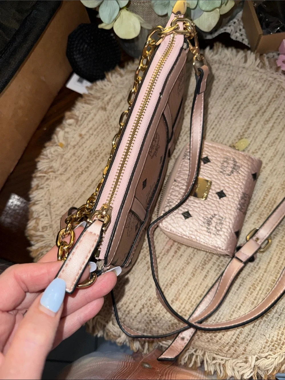 MCM Metallic Rose Visetos Crossbody with Wallet - Picture 9 of 10